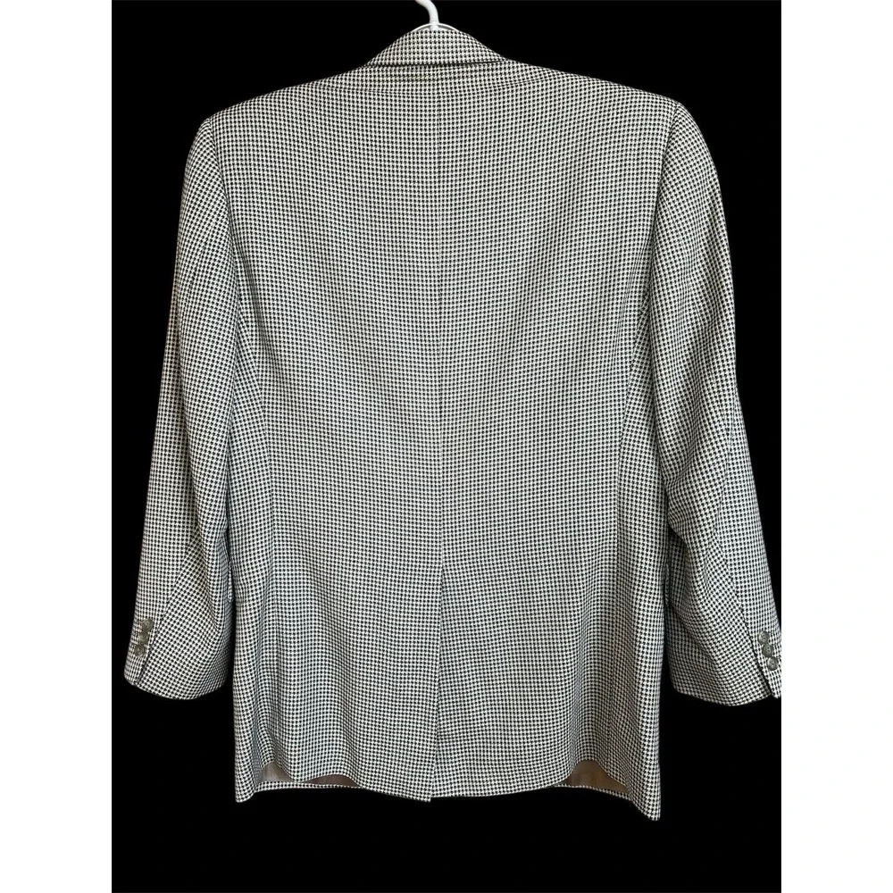 Coppley SILK WOOL Sport Coat 41 TALL Beige Black Houndstooth Blazer Jacket EUC